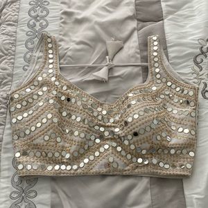 Indian white mirrored lehenga/sari blouse